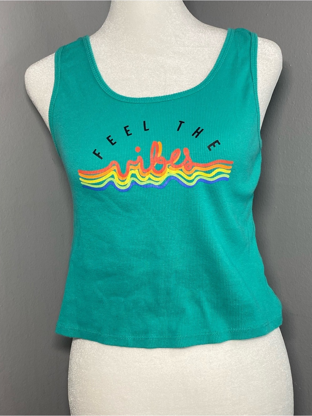 Mighty Fine - Teal Tank 'Feel The Vibes' Graphic